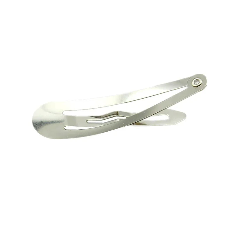 50pcs/pack Silver Tone Snap Hair Clips Craft Bow-Nickel Plated 30/40/50mm Barrette Slide Blanks for Kid DIY Decoration Hot