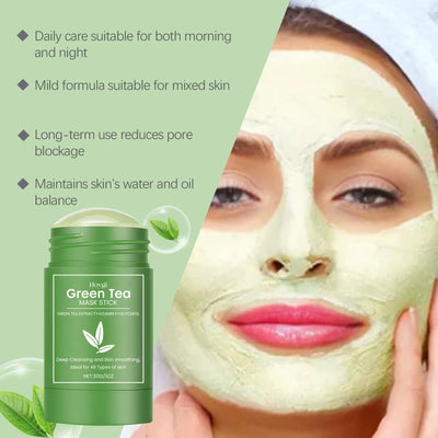 HOYGI Green Tea Cleansing Mask Blackhead Removal Anti Acne Oil Control Shrink Pores Purifying Reduce Brightening Face Skin Care