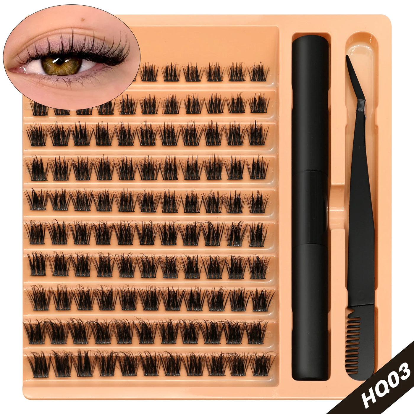 Lash Clusters Set DIY Eyelash Extension Kit Individual False Eyelashes Lash Clusters Bond and Seal and Lash Applicato Makeup