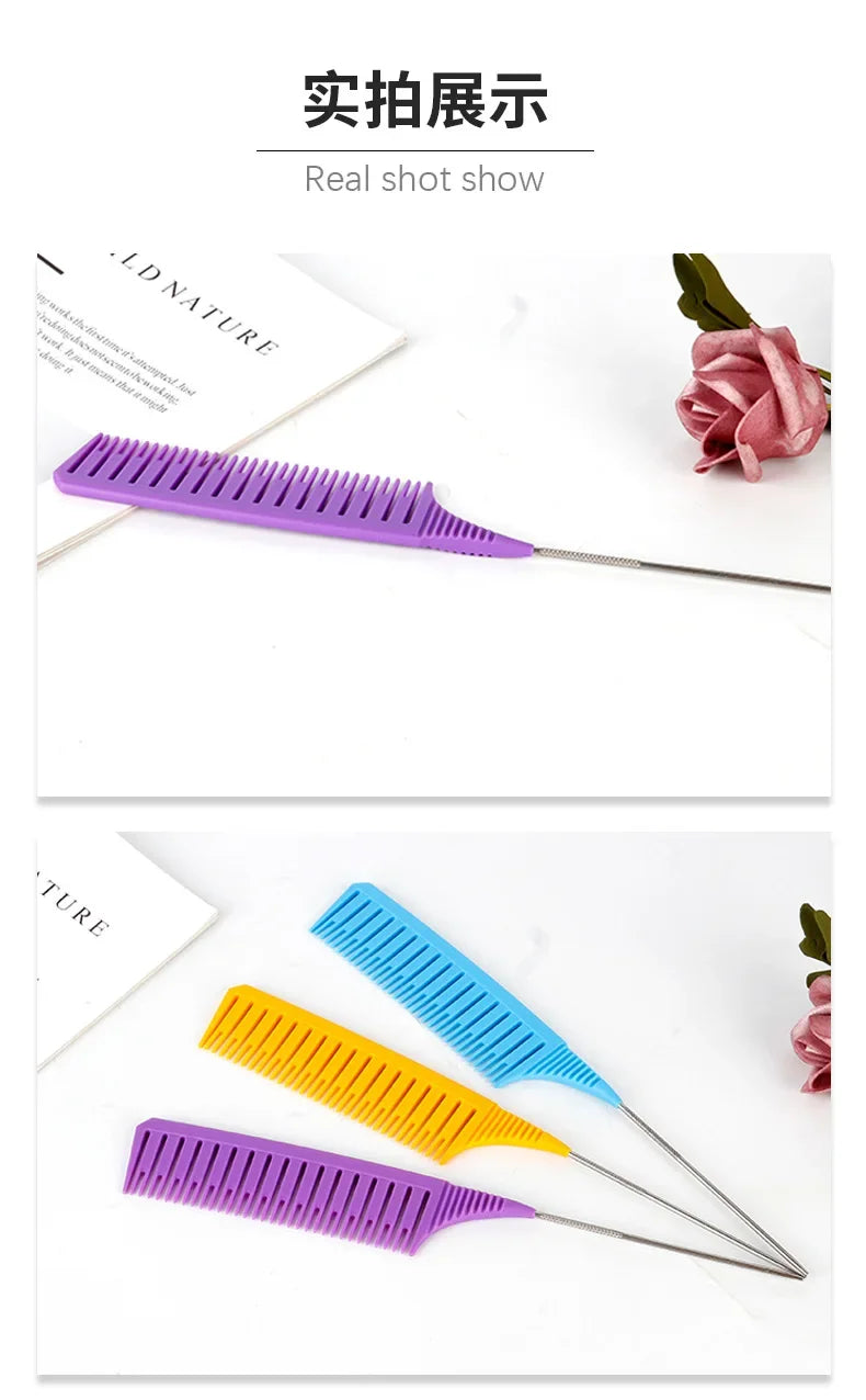 3pcs Hairbrush Hair Styling Combs Tailed Comb Set Coloring Dyeing Comb Salon Tool Sectioning Highlighting Weaving Cutting Comb