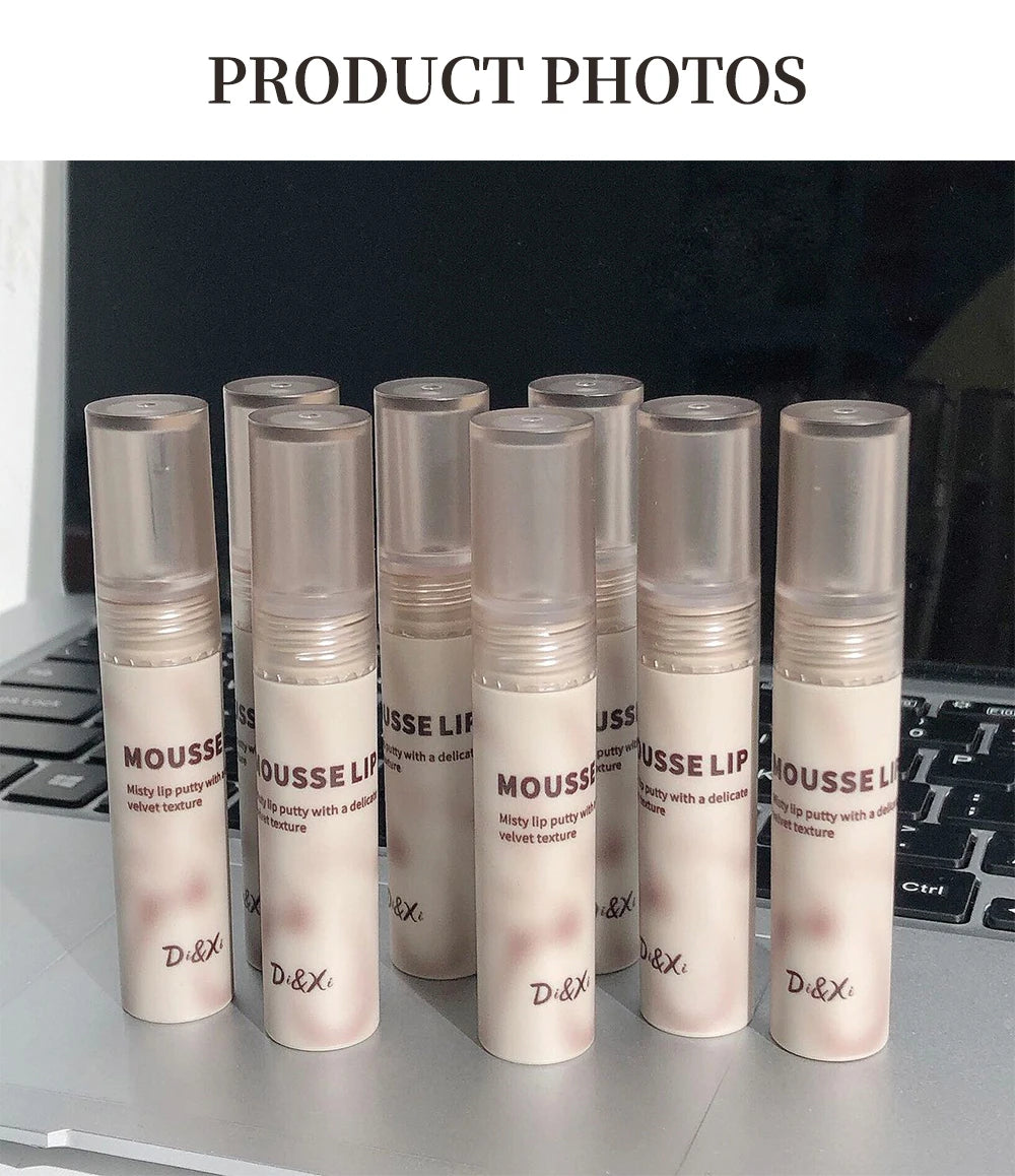 Gothic Matte Black Lipstick Waterproof Mousse Lip Mud Nude Brown Lipstick Moisturize Silky Gloss Makeup Non-stick Lips Tint