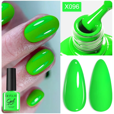 LILYCUTE 7ml Fluorescent Crackle Gel Nail Polish Summer Neon Red Green Vernis Semi Permanent UV Gel Nail Art Manicure For Nails