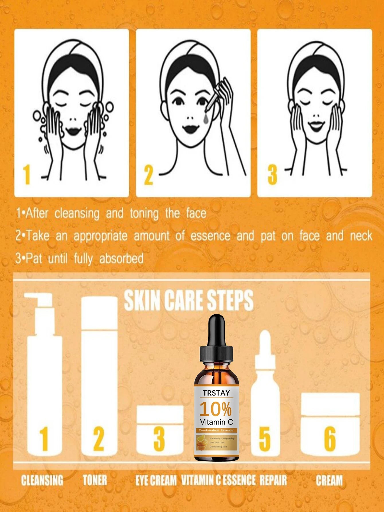 Vitamin C Serum for Face Whitening Facial Serum Hyaluronic Acid Dark Spot Remover Korean Skin Care Products Skincare