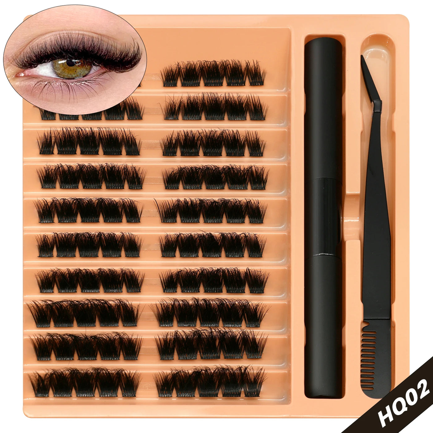 Lash Clusters Set DIY Eyelash Extension Kit Individual False Eyelashes Lash Clusters Bond and Seal and Lash Applicato Makeup