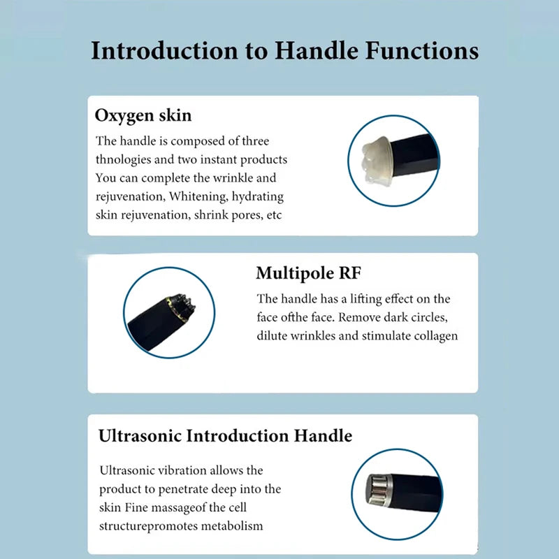 Professional CO2 Oxygen Facial Device Skincare Bubble Machine Hydro Dermabrasion 3 In 1 Facial Electric Massager Skin Cleansing