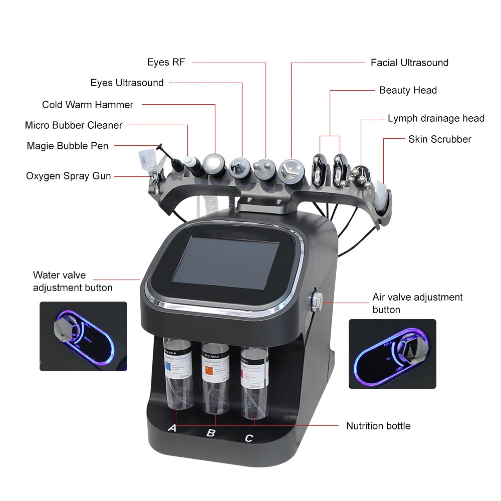 AOKO Updated 10 in 1 Bubbles Skincare Facial spa Hydrogen Purification Face Cleaning Professional Beauty Machines