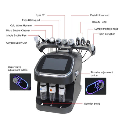AOKO Updated 10 in 1 Bubbles Skincare Facial spa Hydrogen Purification Face Cleaning Professional Beauty Machines