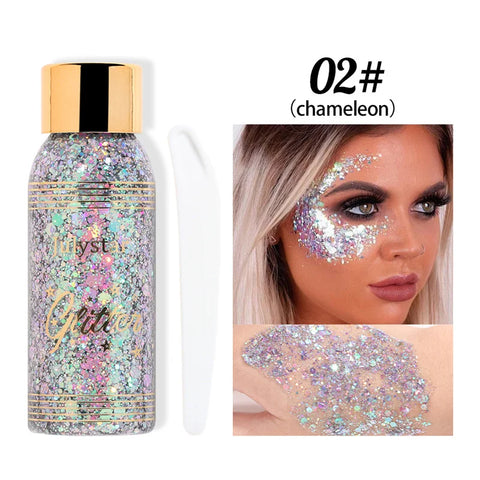 With Smear Spoon Multifunctional Eye Glitter Nail Hair Body Face Glitter Gel Art Flash Loose Sequins Cream Festival Glitter Deco