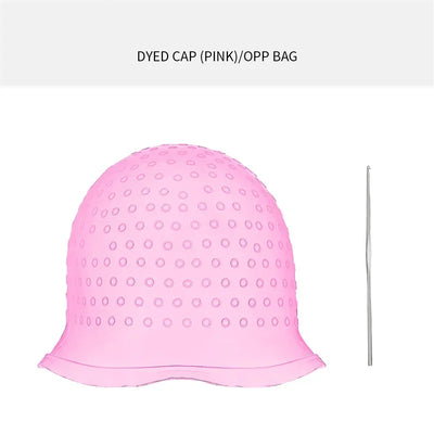 DIY Salon Dye Silicone Cap With Needle Hair Coloring Cap Hair Highlights Hat Reusable Soft Durable Hair Dye Tool Dye