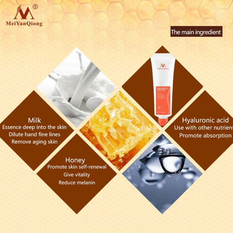 Milk Honey Soft Hand Cream Anti Aging Nourishing Smooth Anti Cracking Hands Repairs Dry Wrinkles Soften Skin Skin Care