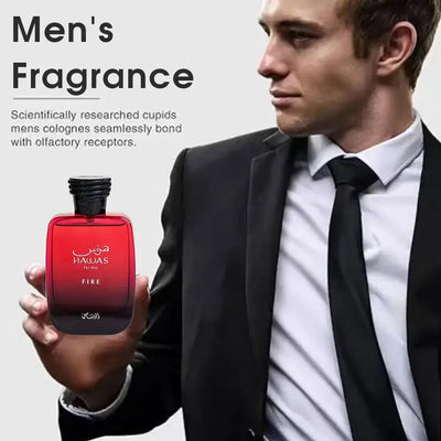 100ml Hawas Fire Men's EDP Spray Long-lasting Arabian Luxury, Fresh Rich Scent, Premium Masculine Fragrance Ideal for Nights Out