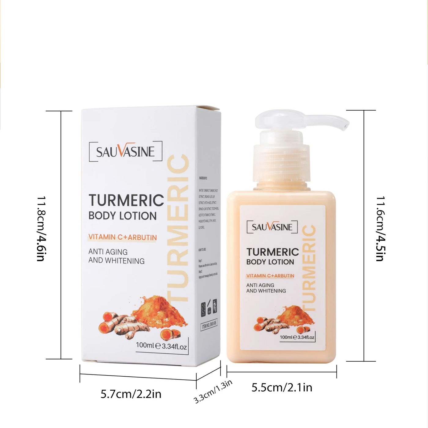 100ML Whitening Cream Turmeric Body Lotion After-Sun Repair Moisturizing Smoothing Skin Lightening Cream for Dark Skin