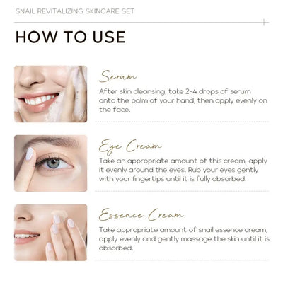 1set Snail Serum Essence Anti-aging Women Firming Tightening Repairing Cream Moisturizing Eye Cream Face Serum Skin Care Set