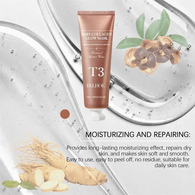 T3 Collagen Mask Peel Off Glowing Mask Lifting Firming Fade Fine Line Increase Elasticity Anti-Wrinkle Brighten Korean Skin Care