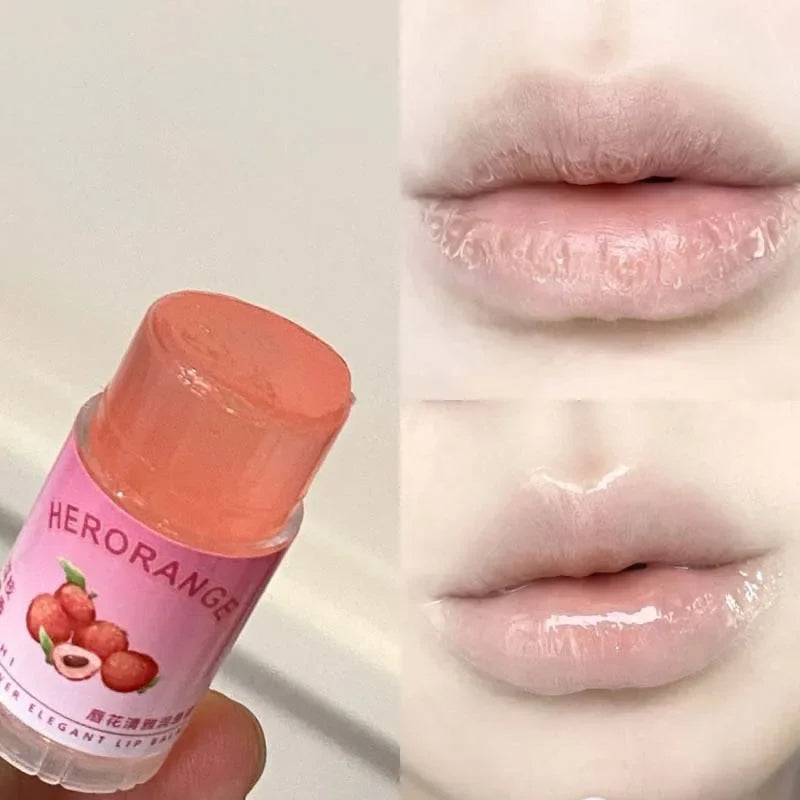 Peach Lychee Fruity Lip Balm Moisturizing Anti-Dry Anti Crack Clear Crystal Lip Balm Lip Care Mini Cute Jelly Lipstick Skin Care