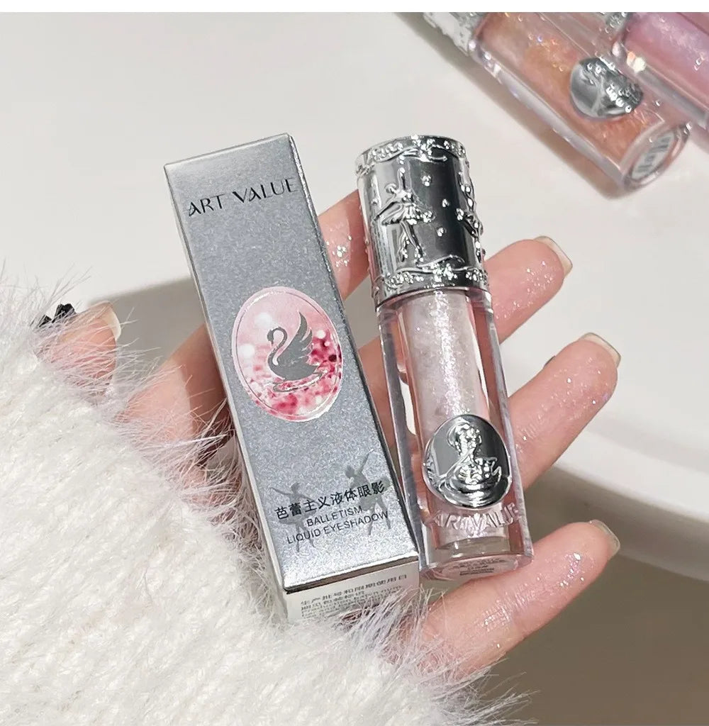 Silicone Brush Liquid Eyeshadow Pearlescent Shimmer Long Lasting Monochrome Pearly Fine Sparkling Sequins Eye Shadow Highlighter