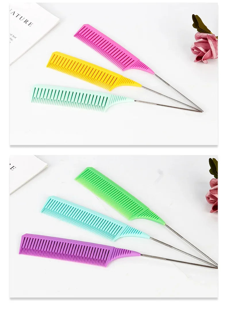 3pcs Hairbrush Hair Styling Combs Tailed Comb Set Coloring Dyeing Comb Salon Tool Sectioning Highlighting Weaving Cutting Comb