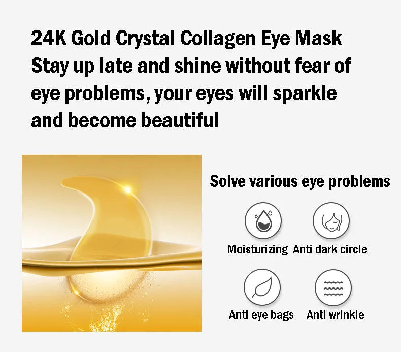 60pcs/box Seaweed Gold Collagen Eye Mask Anti Dark Circles Removal Eyes Bags Moisturizing Anti-aging Eye Patches Eyes Gel Mask