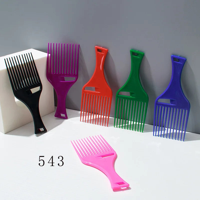 1 Piece Wide Teeth Brush Pick Comb Fork Hairbrush Insert Hair Pick Comb Plastic Gear Comb For Curly Afro Hair Styling Tools