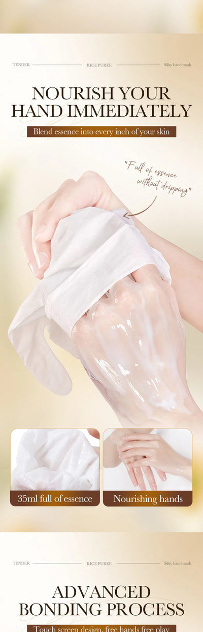 BIOAQUA Whte Rice Hand Mask Moisturizing Whitening Nourishing Anti-aging Hydrating Hand Gloves for Hands Skin Care Products
