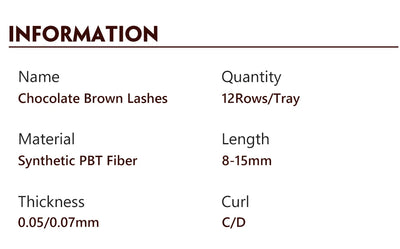 Abonnie Chocolate Dark Brown Individual Eyelash Extension 8-15mm Brown Color False Lashes Mink Eyelash Extension