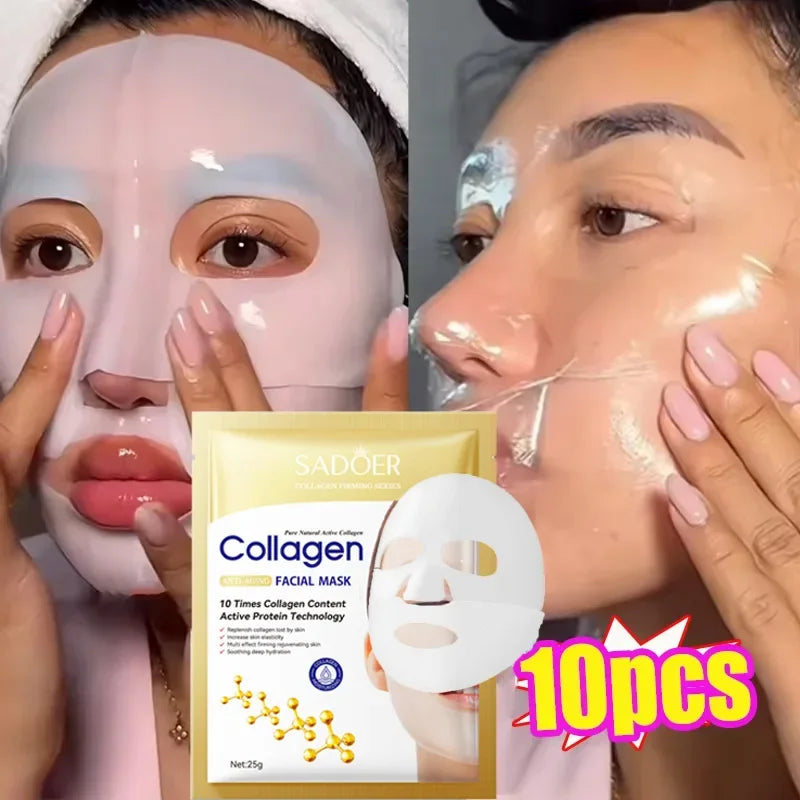Collagen Anti Wrinkle Facial Mask Anti Aging Fade Fine Lines Firm Skin Moisturizing Brightening SkinCare Korean Cosmetics