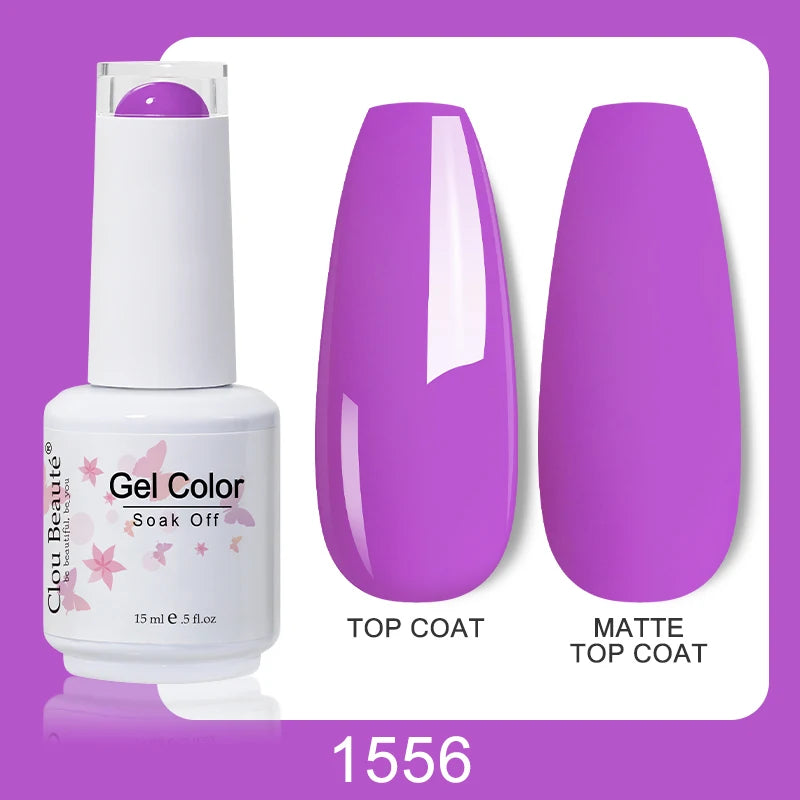Clou Beaute Nail Gel Polish Kit 15ml Soak Off UVLED Nails Varnish Semi Permanent Nail Art Gels Lacquer Top Base Coat Gel Lacquer