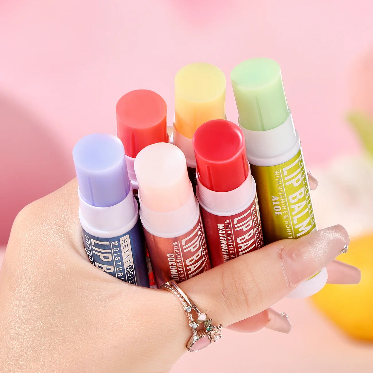24pcs Fruit Flavored Lip Balm Set Natural Moisturizing Hydrating Non-sticky Winter Anti-Cracked Lip Balm Lips Skin Care