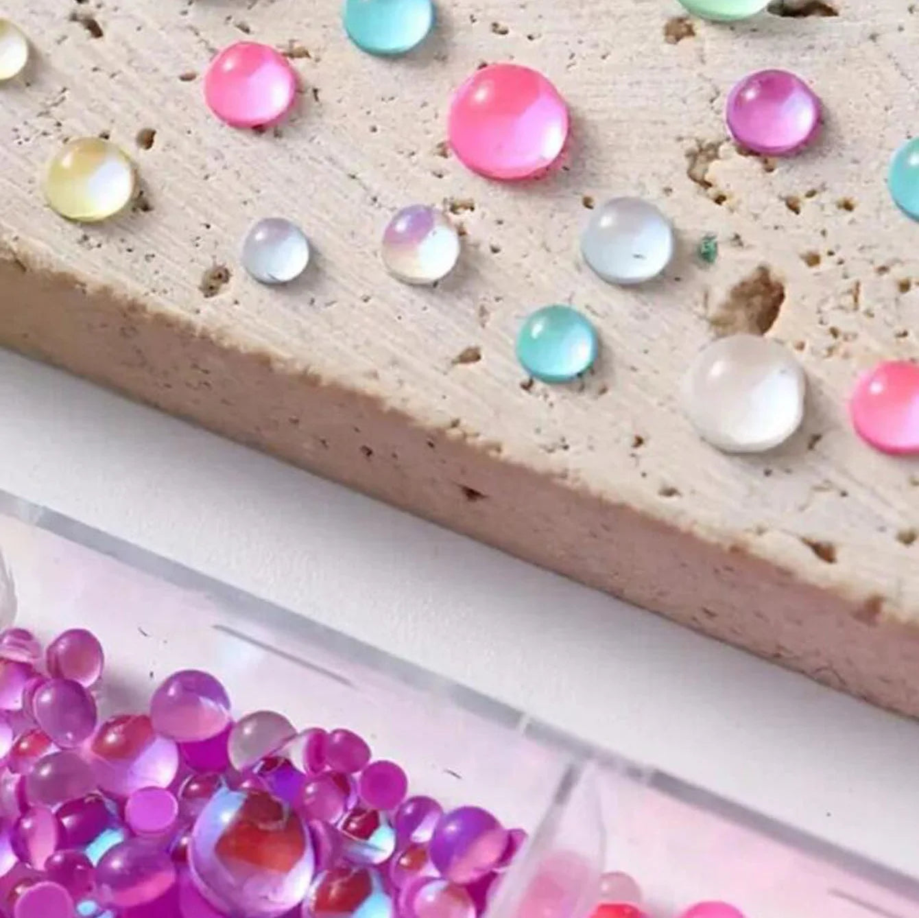 1Box Rainbow Mermaid Tears Nail Art Charms Macaron Bubble Beads Nail Art for Summer Aurora Half Spherical Glass Nail Decorations