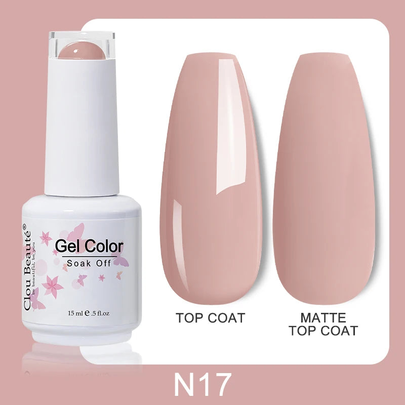 Clou Beaute Nail Gel Polish Kit 15ml Soak Off UVLED Nails Varnish Semi Permanent Nail Art Gels Lacquer Top Base Coat Gel Lacquer