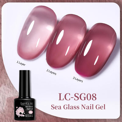 Lilycute Auroras Effect Gel Nail Polish Top Coat Summer Purple Spar Glitter Laser Semi Permanent Soak Off Nail Art Gel Varnish