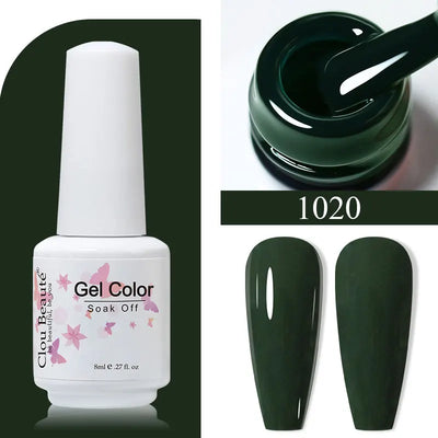 Clou Beaute 8ml Gel Polish Colorful Glitter UV Nail Gel Vernis Semi Permanent Glass Bottle Blue Green White Soak Off Gel Nail