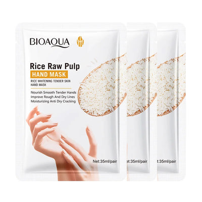 BIOAQUA Whte Rice Hand Mask Moisturizing Whitening Nourishing Anti-aging Hydrating Hand Gloves for Hands Skin Care Products