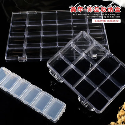 6/12/24grids Empty Clear Plastic Organizer Box Plastic Box Y2K Nail Art Rhnestone Storage /Container Tool For Nail Glitter R