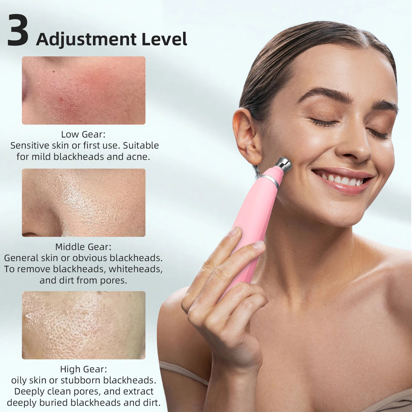 Foreverlily Portable Diamond Peeling Machine Microdermabrasion Facial Cleaning Device Exfoliation Vacuum Blackhead Remover