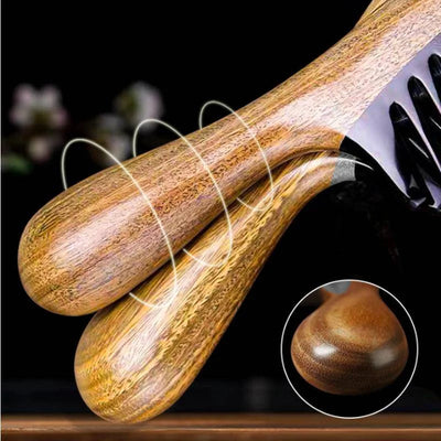 Handmade Natural Green Sandalwood with Buffalo Horn Hair Comb Anti-Static Fine Wide Tooth Hair Detangler Head Scalp Massage