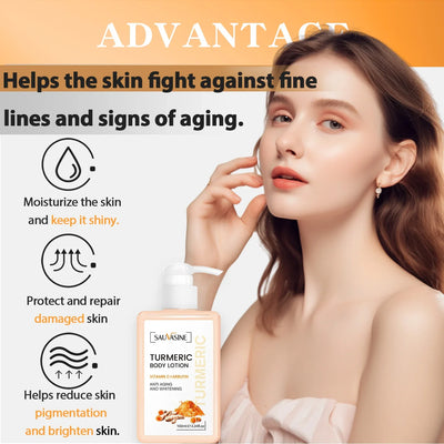 100ML Whitening Cream Turmeric Body Lotion After-Sun Repair Moisturizing Smoothing Skin Lightening Cream for Dark Skin