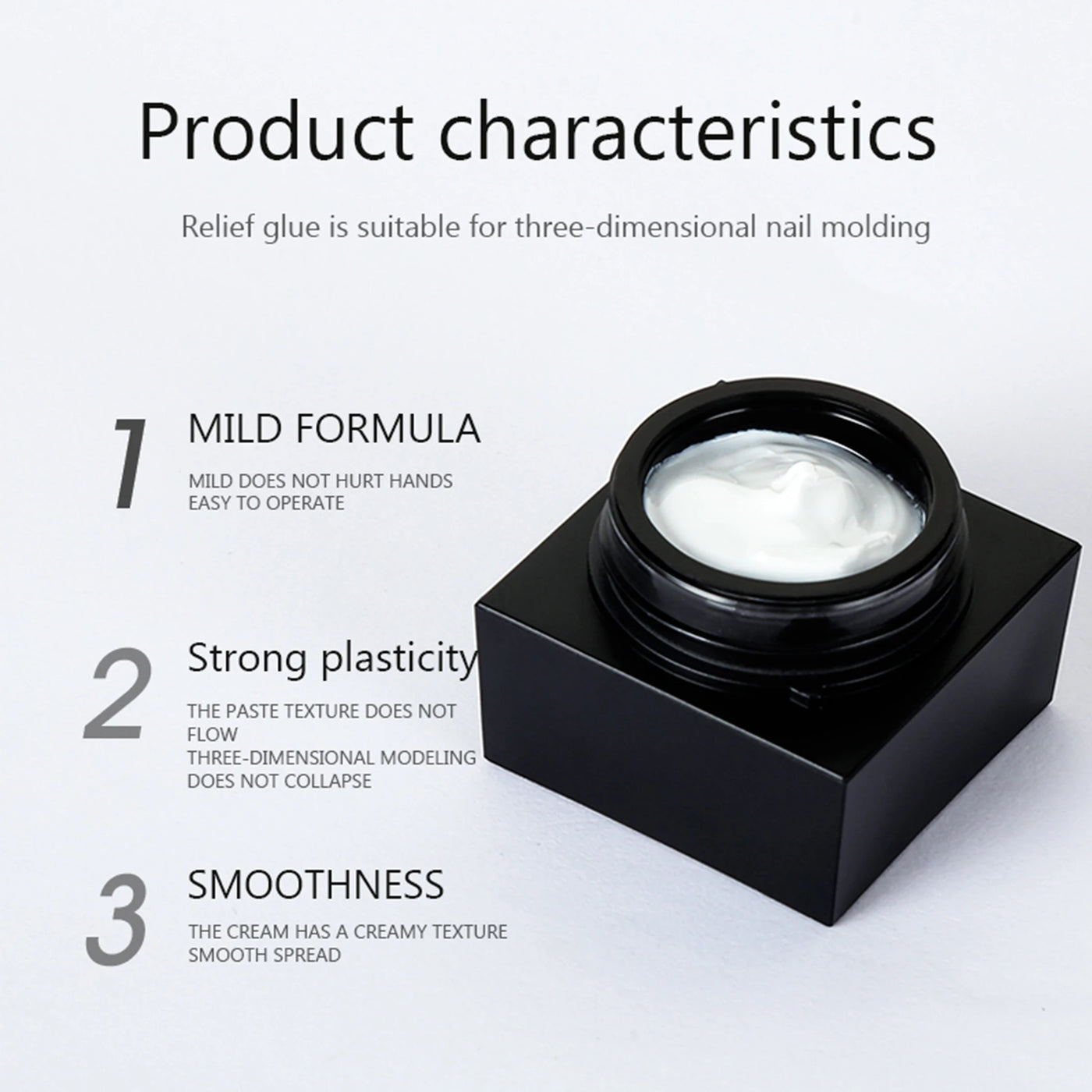 5ml Painted Embossed Gel Nail Polish 3D Black White Nail Art Plaster Gypsum Drawing Painting Carving Gel Salon DIY Manicure Tool