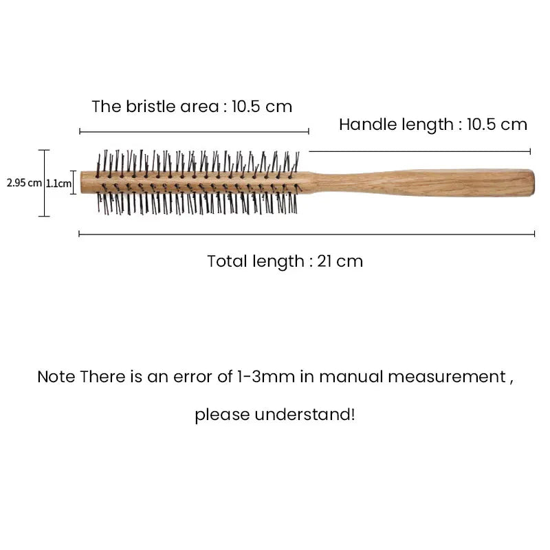 Nylon Round Hair Brush Anti-Static Comb Hairdressing Blow Drying Blow Bangs Pear Head Straight Hair Hairdressing Wooden Comb