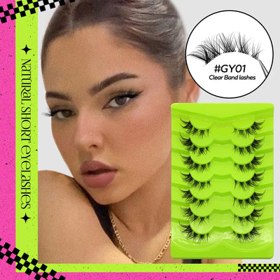 GROINNEYA Cat Eye Lashes Natural long Manga Lashes Faux Mink Eyelashes Winged End Eye Elongated Eyelashes Fake Lashes Soft