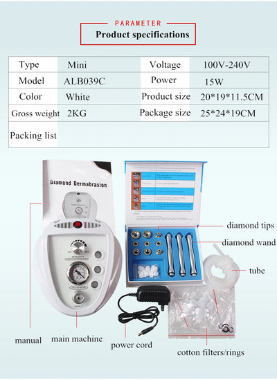 Microdermabrasion Facial Diamond Dermabrasion Machine Portable Blackhead Acne Pore Cleaning Beauty Device Rejuvenation Peeling