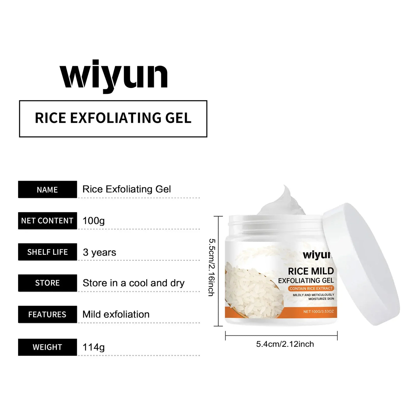 Rice Exfoliating Gel Face Oil Control  Purifying Face Pores Shrinking Brighten Moisturizing Facial Scrub Product Improve Skin