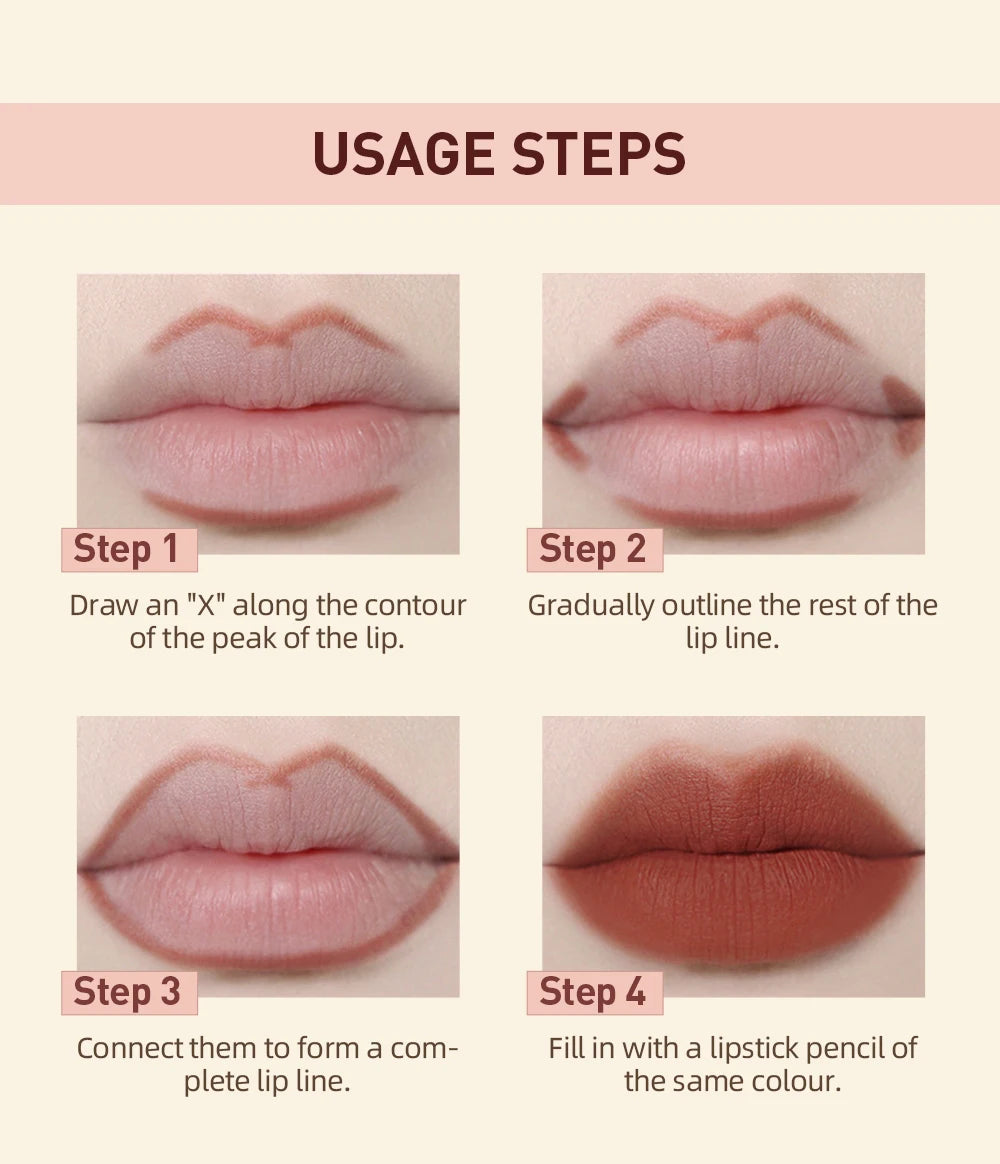 QIBEST Matte Nude Lipstick Pen Long Lasting Lipliner Lip Pencil Waterproof Lip Liner Contour Sexy Red Lip Makeup Set For Women