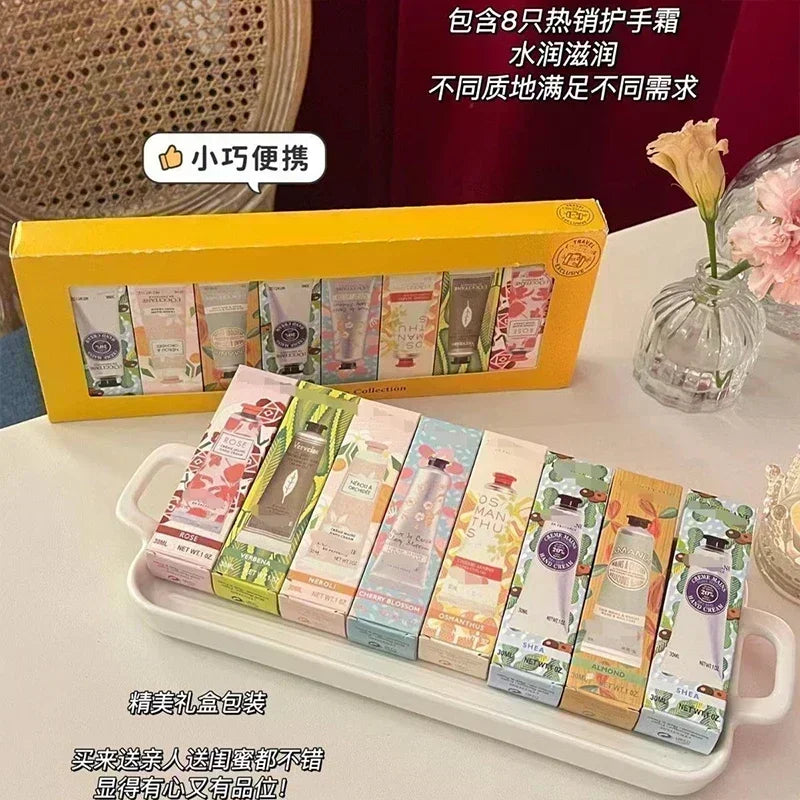Moisturizing Hand Cream Gift Box Hand Care Essence Cream Prevent Drying And Cracking White Smell 8 Pieces Per Box Girl Gift