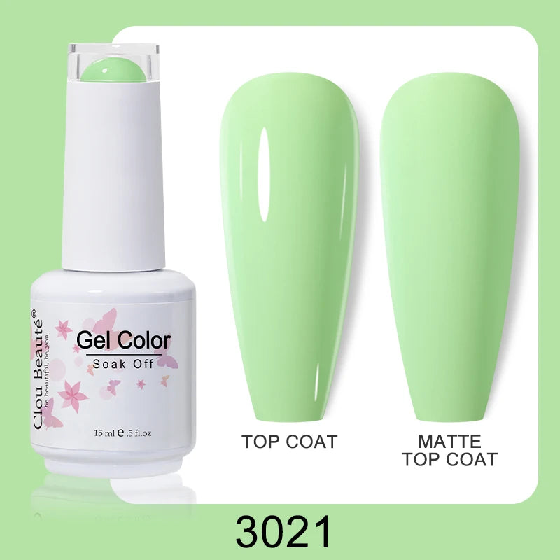 Clou Beaute Nail Gel Polish Kit 15ml Soak Off UVLED Nails Varnish Semi Permanent Nail Art Gels Lacquer Top Base Coat Gel Lacquer