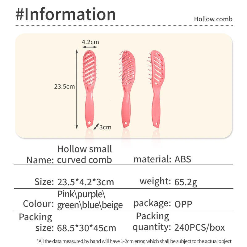 1PCS Small Detangling Wide Teeth Comb Hollow Out Comb for Hair Scalp Massage Anti-static Hairbrush Wet Brush for Salon Hairdress