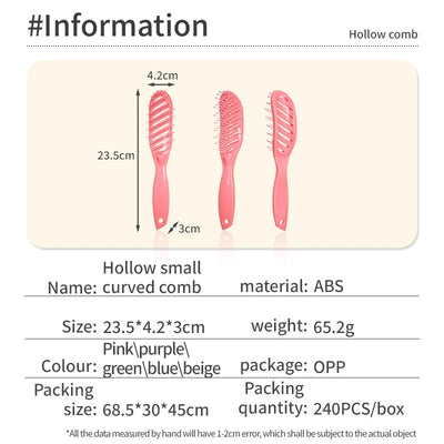 1PCS Small Detangling Wide Teeth Comb Hollow Out Comb for Hair Scalp Massage Anti-static Hairbrush Wet Brush for Salon Hairdress