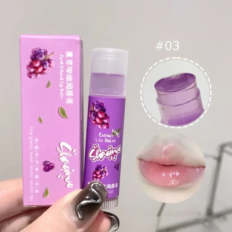 Jelly Fruit Lip Balm Plant Extract Moisturizing & Nourishing Lip Pomade Lasting Hydrating Lip Gloss Care Juicy Peach Lipsticks