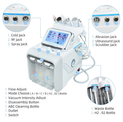 Hydro Water Jet Peel Hydrodermabrasion Machine 6 in 1 Facial Dermabrasion Hydra Skin Whitening Device Facial Skin Care Machine