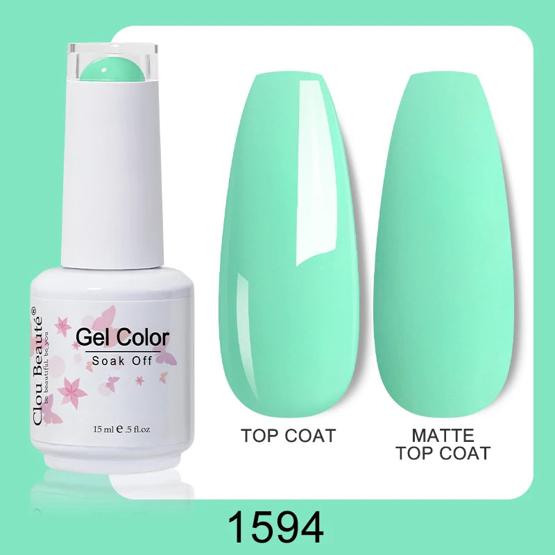 Clou Beaute Nail Gel Polish Kit 15ml Soak Off UVLED Nails Varnish Semi Permanent Nail Art Gels Lacquer Top Base Coat Gel Lacquer